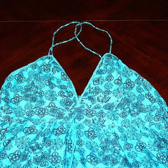 LEI Blue Floral Halter Dress - Size XL - Boho, Y2K, Summer Festival Style - Picture 2 of 5
